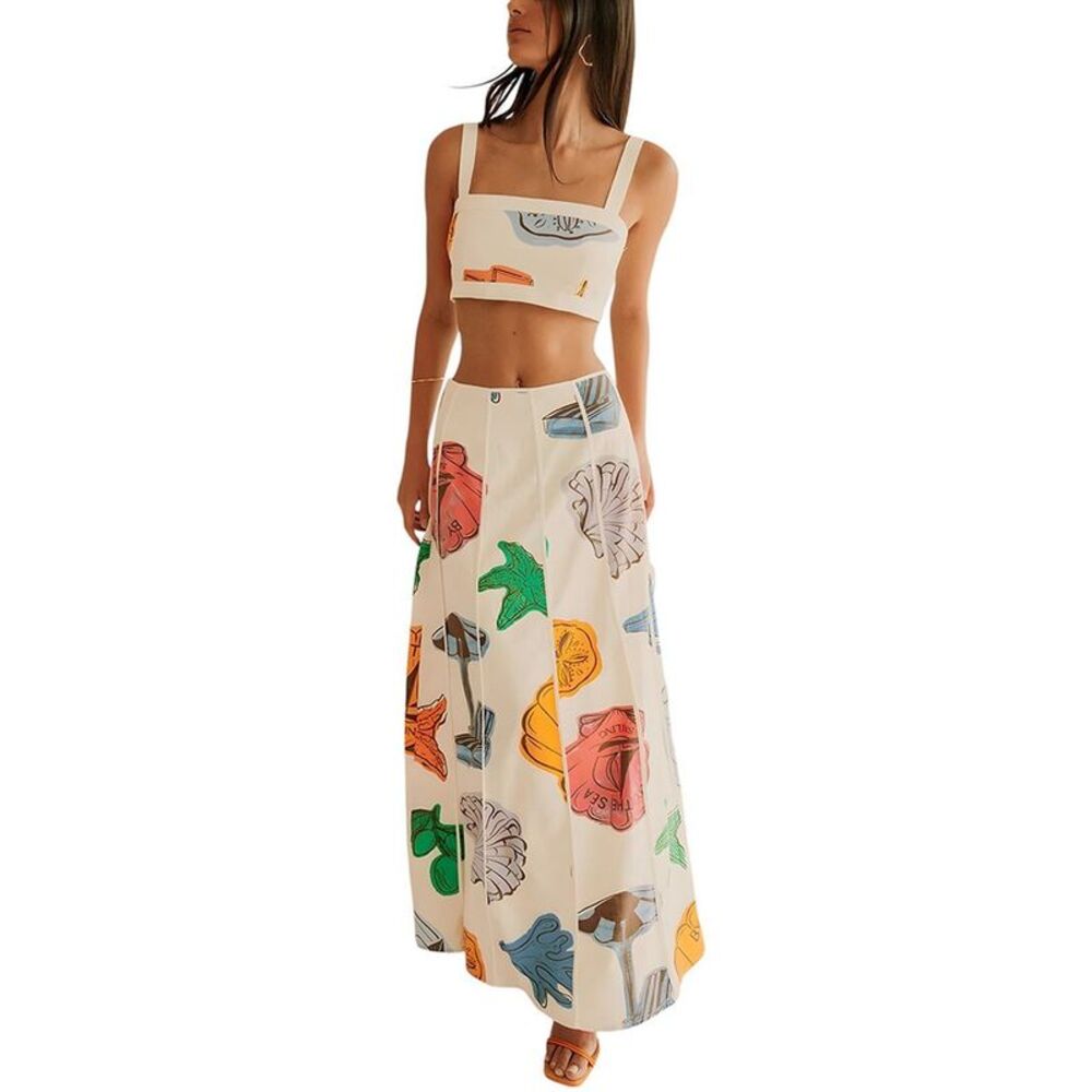 Amina Glam Womens  2Pc Linen-Blend Top & Skirt Set